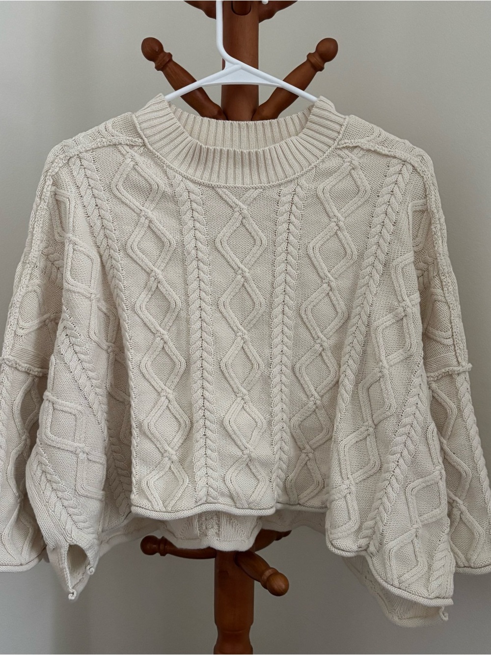 By Together Cream Cable-Knit Crewneck Sweater